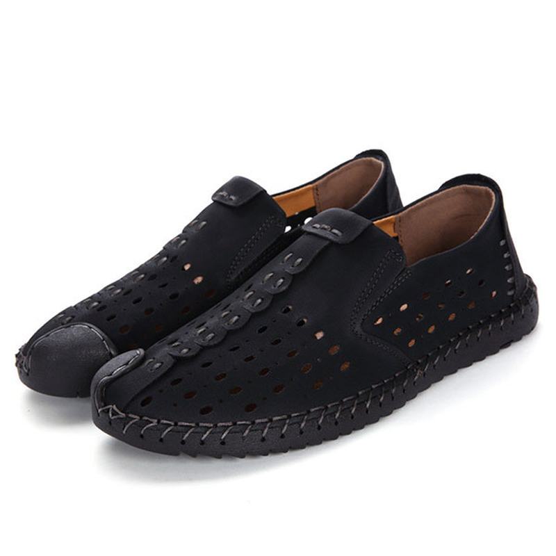 Męskie Szwy Ręczne Hollow Out Slip On Casual Flats