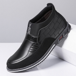 Męskie Szwy W Kratę Business Casual Slip On Skórzane Botki