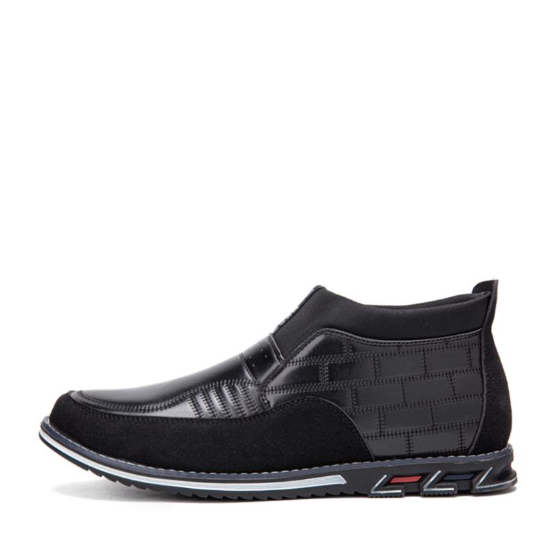 Męskie Szwy W Kratę Business Casual Slip On Skórzane Botki