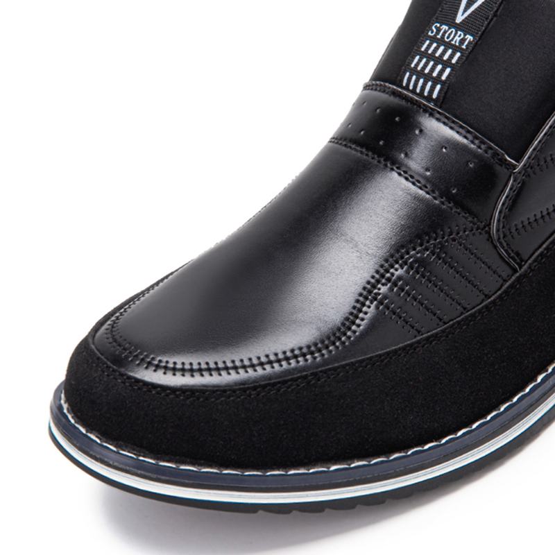 Męskie Szwy W Kratę Business Casual Slip On Skórzane Botki