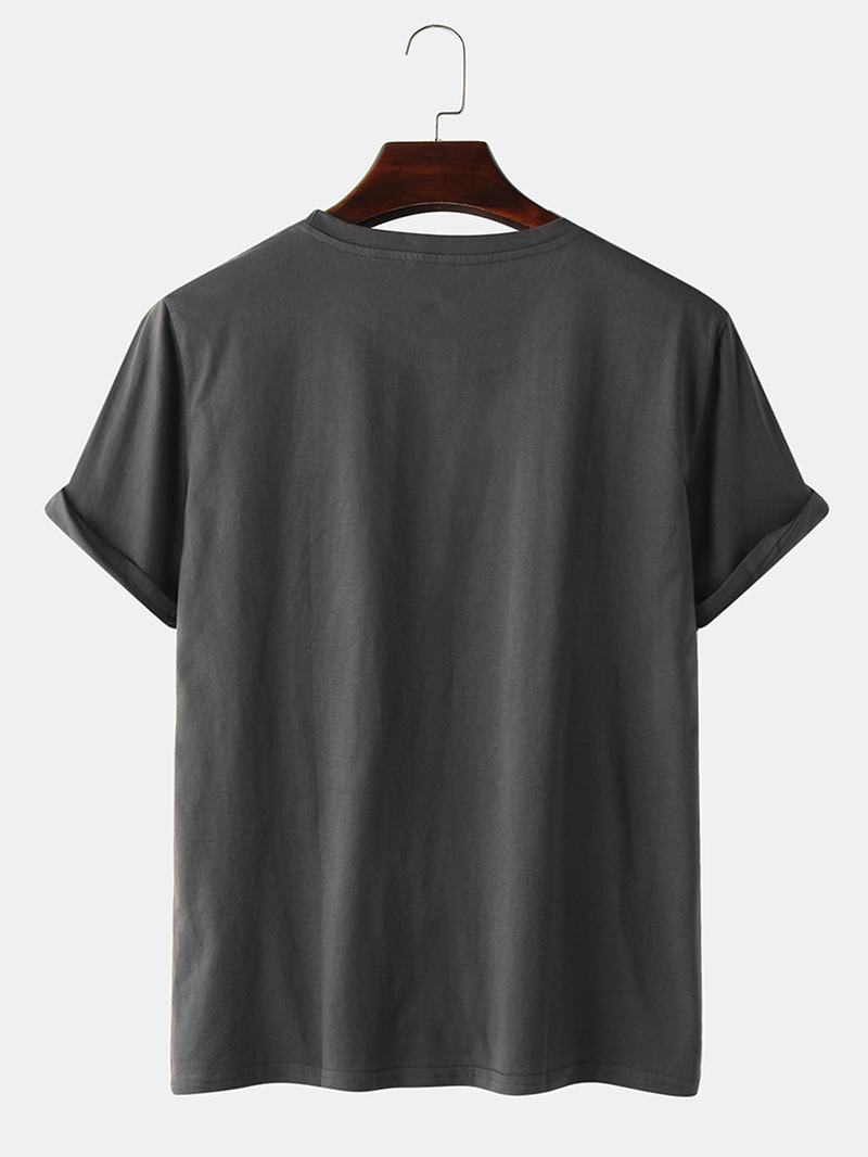 Męskie T-shirty Z Krótkim Rękawem I Okrągłym Dekoltem Z Nadrukiem W Koty I Gesty