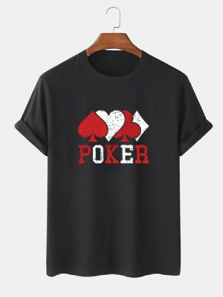 Męskie T-shirty Z Krótkim Rękawem W 100% Bawełniane Kontrastowe Z Nadrukiem W Pokera