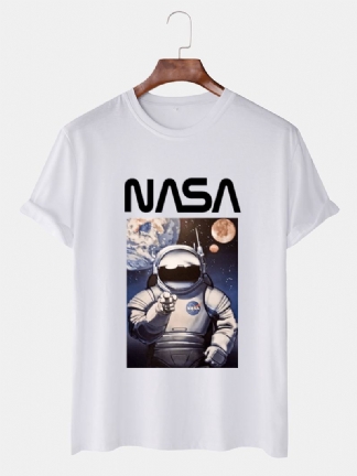 Męskie T-shirty Z Nadrukiem Nasa Z Okrągłym Dekoltem I Oddychającymi Na Co Dzień