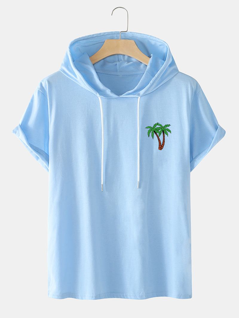 Męskie T-shirty Z Nadrukiem W Klatce Piersiowej Z Kokosowym Drzewem