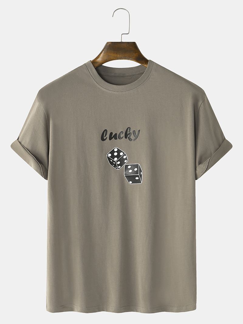Męskie T-shirty Z Nadrukiem W Kostkę Luźne Lekkie Casualowe Bawełniane Koszulki Z Okrągłym Dekoltem