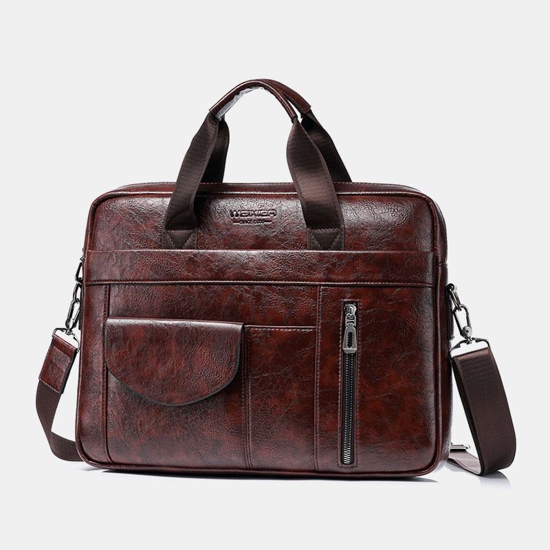 Męskie Torby Z Wieloma Kieszeniami Anti-theft Crossbody O Dużej Pojemności Retro 13.3 Cal Torba Na Laptopa Teczka Torba Na Ramię