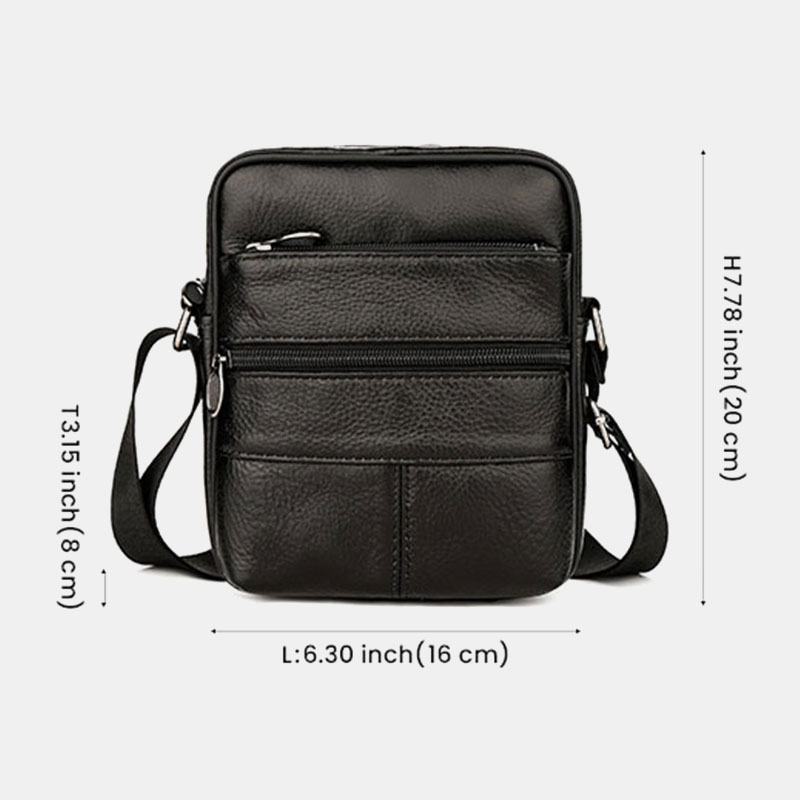 Męskie Torby Z Wieloma Kieszeniami Anti-theft Pierwsza Warstwa Skóry Wołowej Crossbody Retro O Dużej Pojemności Lekka 6.5 Cal Torba Na Phne Torba Torebka