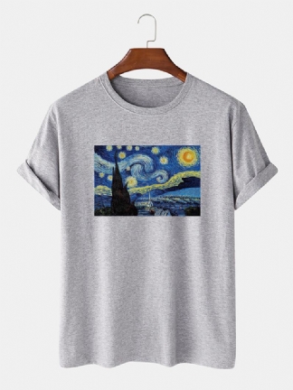 Męskie Van Gogh Starry Sky Obraz Olejny 100% Bawełniane Designerskie Koszulki Z Krótkim Rękawem