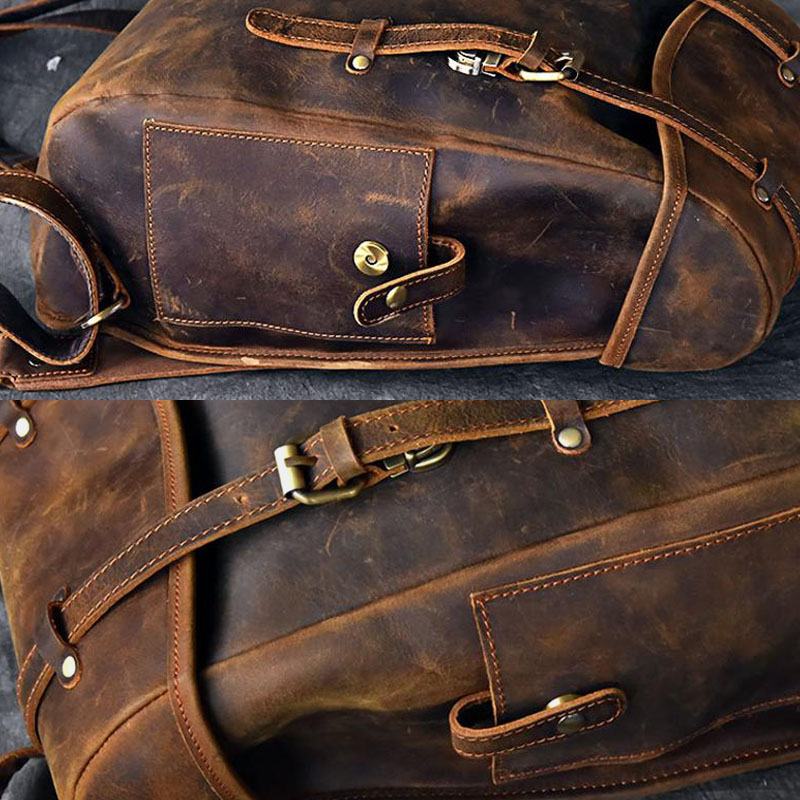 Męskie Vintage Business Outdoor Duża Pojemność School College Bookbag Pu Leather Kontrastowy Kolor 14-calowa Torba Na Laptopa