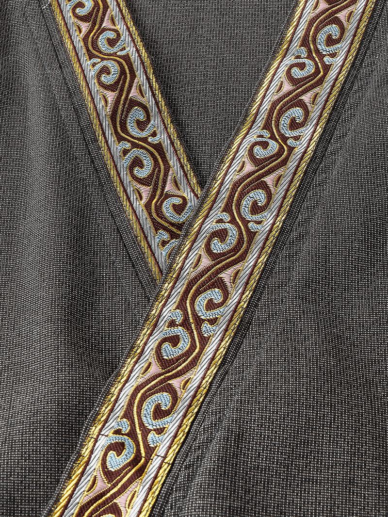 Męskie Vintage Pattern V-neck Tie Side Kimono Bawełniane Luźne Krótkie Zestawy Loungewear