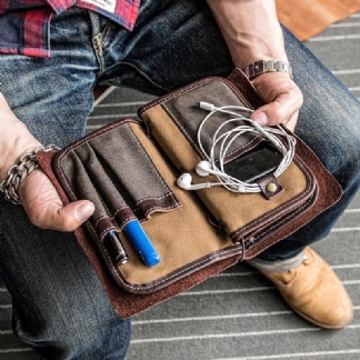 Męskie Vintage Wielofunkcyjny Casual Card Holder Solidna Torba Na Telefon Długi Portfel Dla Biznesu Na Zewnątrz