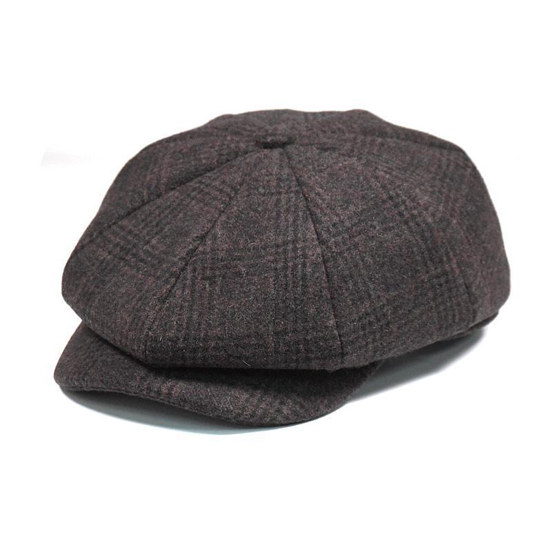 Męskie Vintage Wool Gird Painter Beret Hat Winter Warm Gentleman Octagonal Newsboy Cap