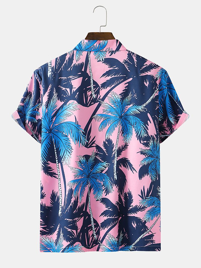 Męskie Wakacyjne Koszule Hawajskie Z Nadrukiem Drzewa Kokosowego