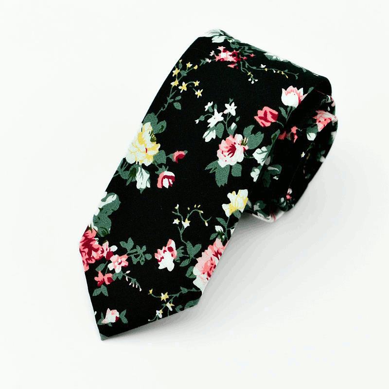Męskie Weselne Bawełniane Nadruki Krawaty W Kwiaty Garnitur Obcisłe Krawaty Dla Pana Młodego Krawata
