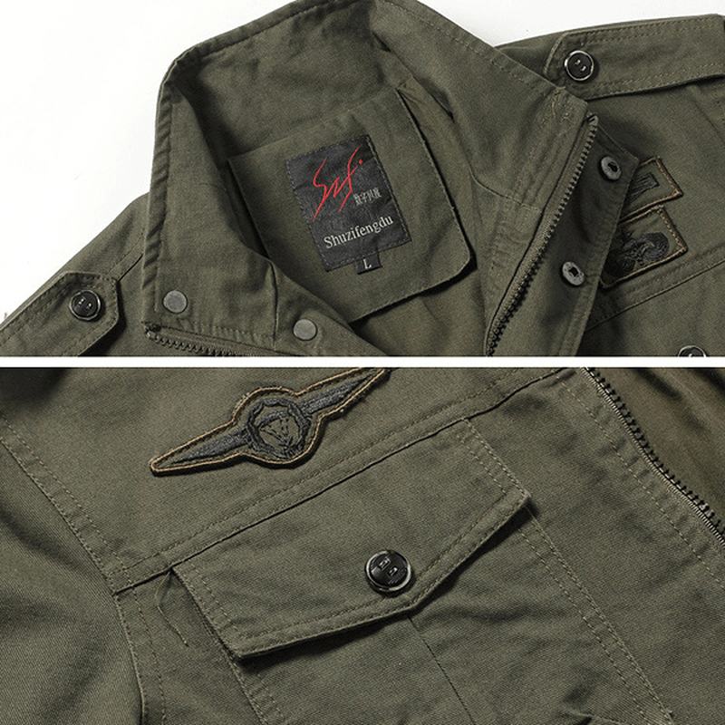 Męskie Wojskowe Pagony Casual Cotton Coat Badge Outdoor Jacket