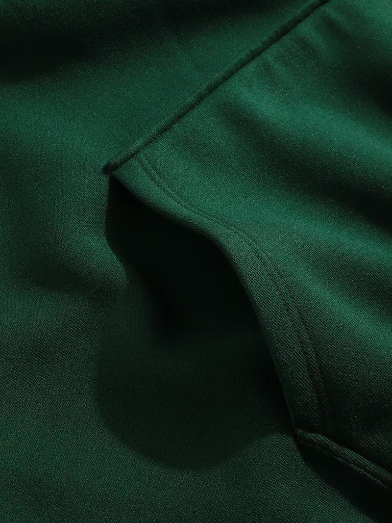 Męskie Zielone Bluzy Ze Sznurkiem Z Długim Rękawem I Kieszenią Kangura