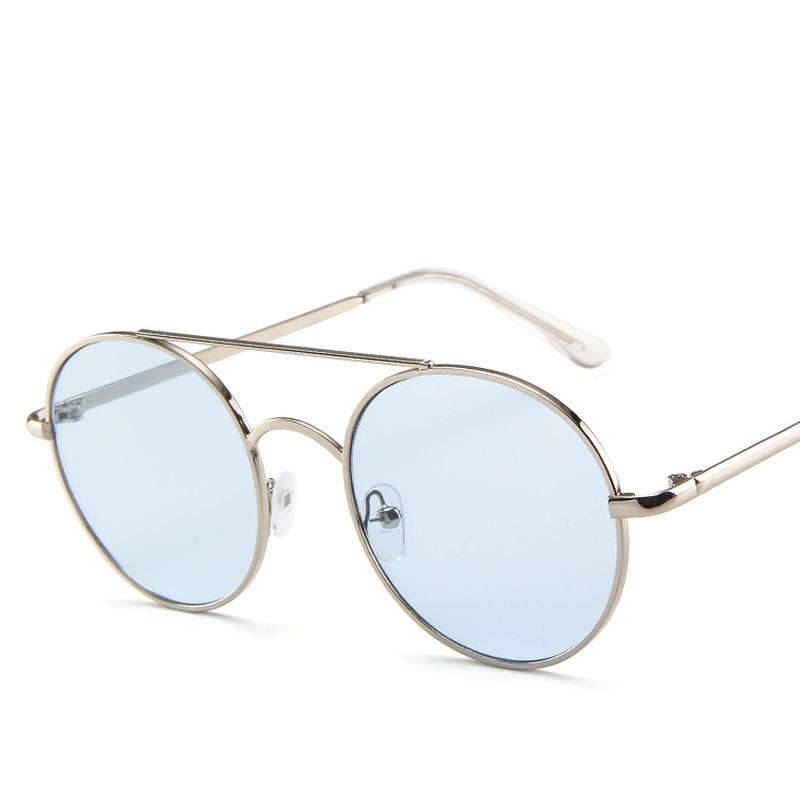 Metalowe Okrągłe Okulary Przeciwsłoneczne Okulary Przeciwsłoneczne Ocean Piece Retro Double Beam Sunglasses