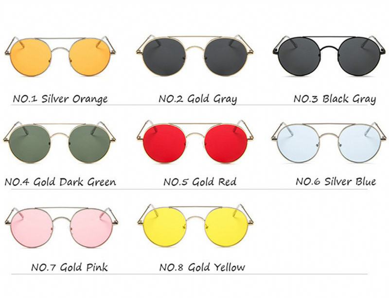 Metalowe Okrągłe Okulary Przeciwsłoneczne Okulary Przeciwsłoneczne Ocean Piece Retro Double Beam Sunglasses
