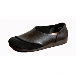 Miękka Skóra Slip On Pattern Match Casual Flat Shoes