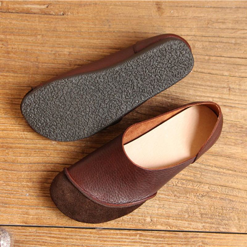 Miękka Skóra Slip On Pattern Match Casual Flat Shoes