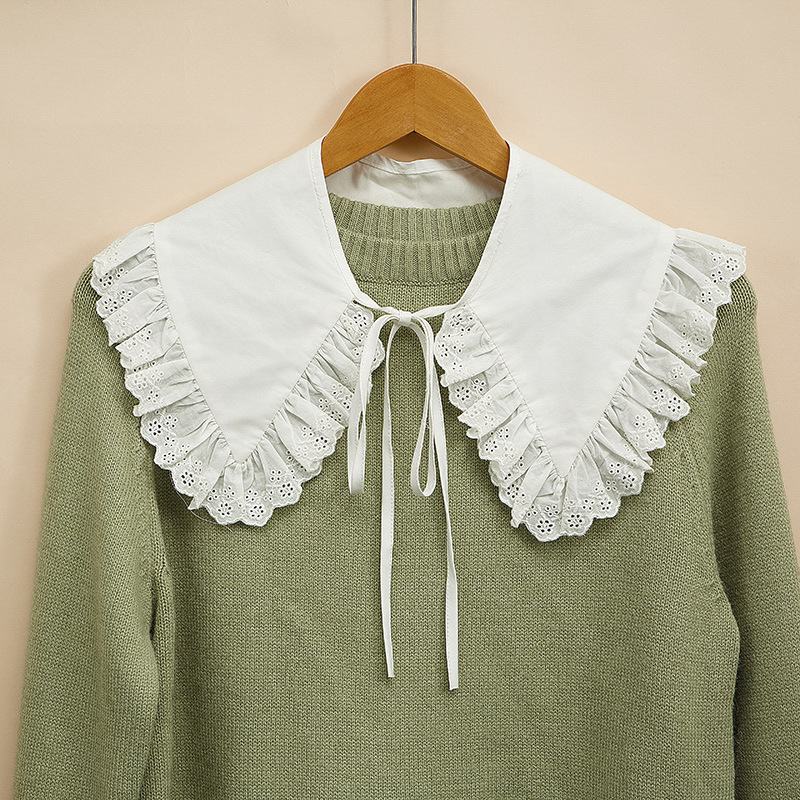 Moda Bawełna Haft Fałszywy Kołnierz Vintage Lace
