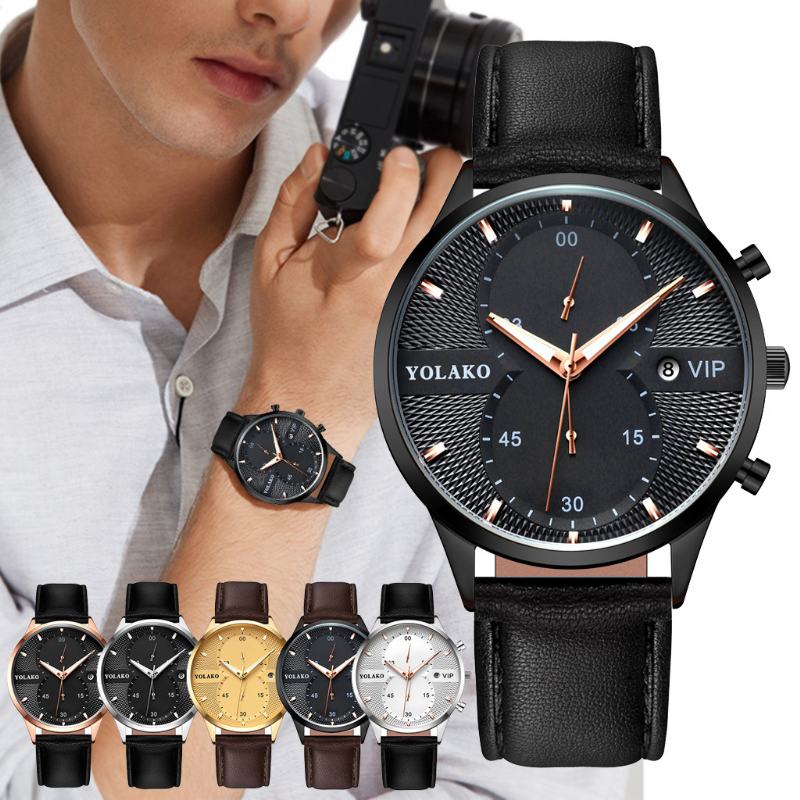 Moda Casual Business Pu Leather Prosty Pasek Kwarcowy Zegarek Dla Mężczyzn