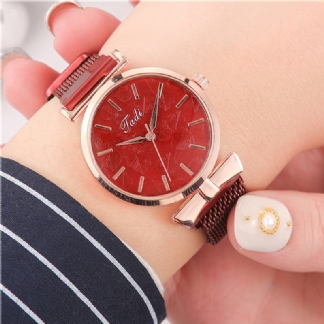 Moda Casual Elegancki Design Zegarki Damskie Mesh Band Dial Wrist Case Zegarek Kwarcowy