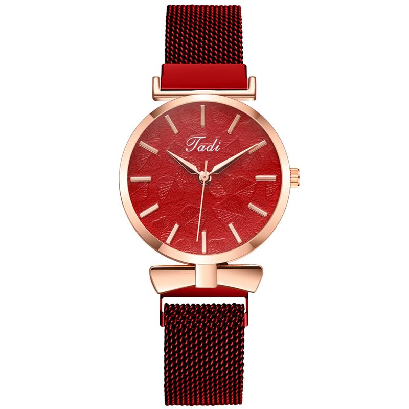 Moda Casual Elegancki Design Zegarki Damskie Mesh Band Dial Wrist Case Zegarek Kwarcowy