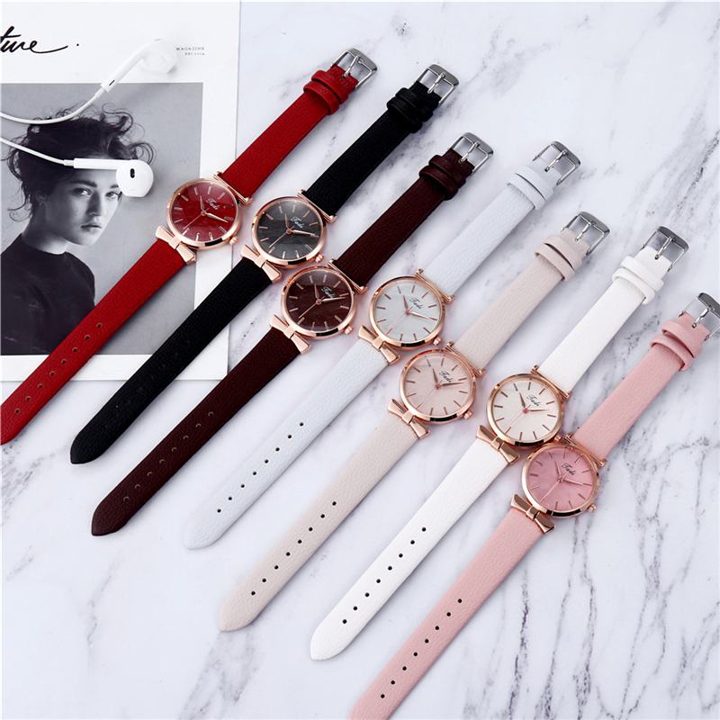 Moda Casual Eleganckie Damskie Zegarki Skórzany Pasek Dial Rose Gold Wrist Case Zegarek Kwarcowy