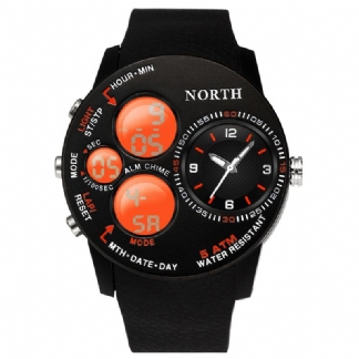 Moda Casual Męskie Cyfrowy Zegarek 5atm Wodoodporny Świecący Tydzień Wyświetlanie Daty Stoper Zegarek Z Podwójnym Wyświetlaczem