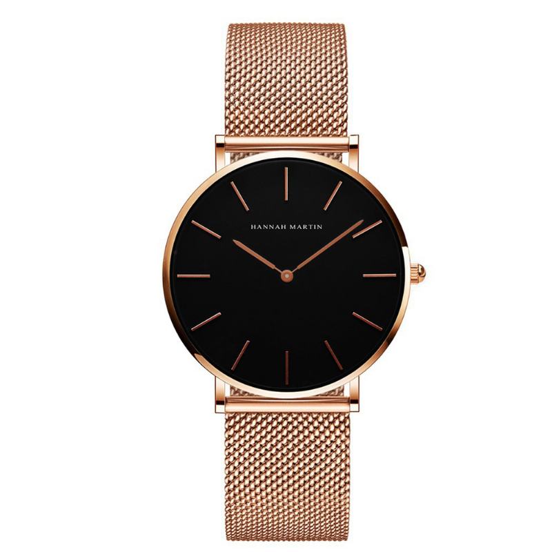 Moda Casual Simple Big Dial Steel Mesh Strap Wodoodporny Damski Zegarek Kwarcowy