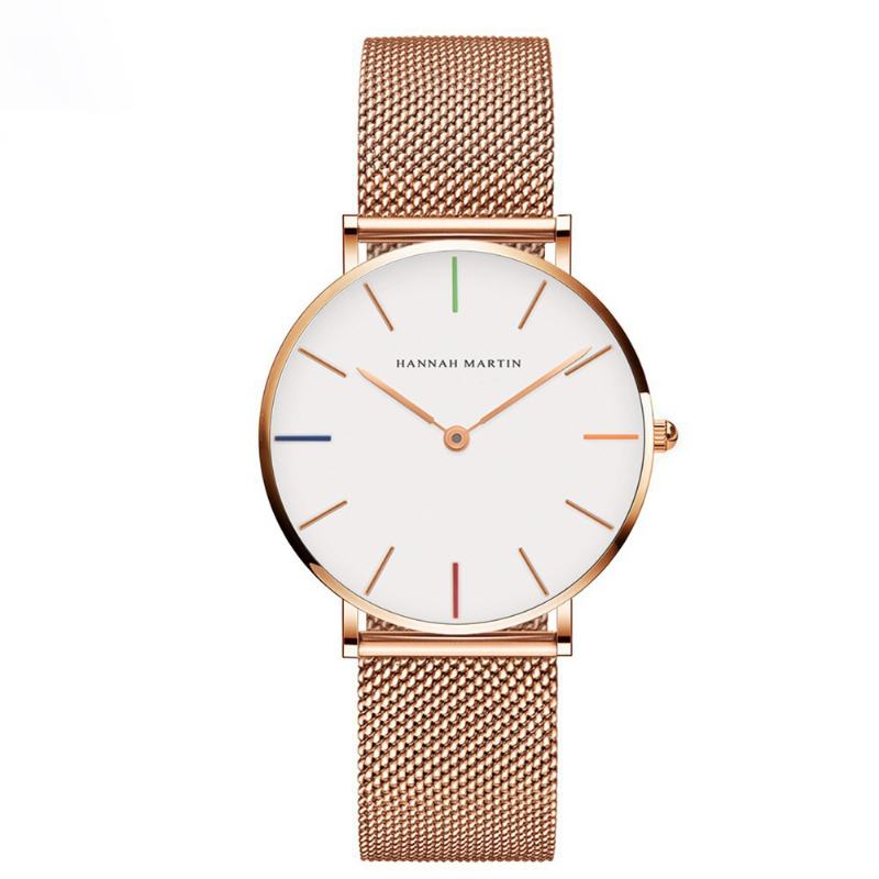 Moda Casual Simple Big Dial Steel Mesh Strap Wodoodporny Damski Zegarek Kwarcowy