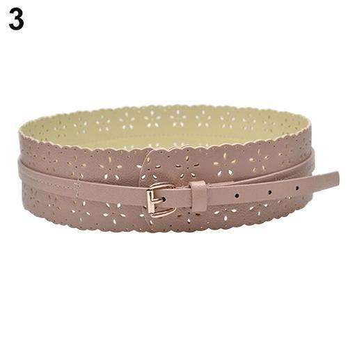 Moda Damska Pu Leather Hollow Flower Pas Biodrowy Szeroki Pasek Z Klamrą