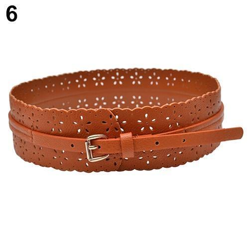 Moda Damska Pu Leather Hollow Flower Pas Biodrowy Szeroki Pasek Z Klamrą