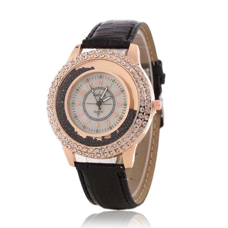 Moda Damska Ubiera Kolorowy Skórzany Pasek Crystal Damskie Quartz Watch