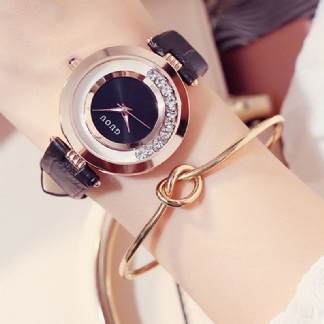 Moda Damska Zegarek Lekki Luksusowy Pełny Stalowy Błyszczący Diamentowy Skórzany Pasek Damski Zegarek Kwarcowy