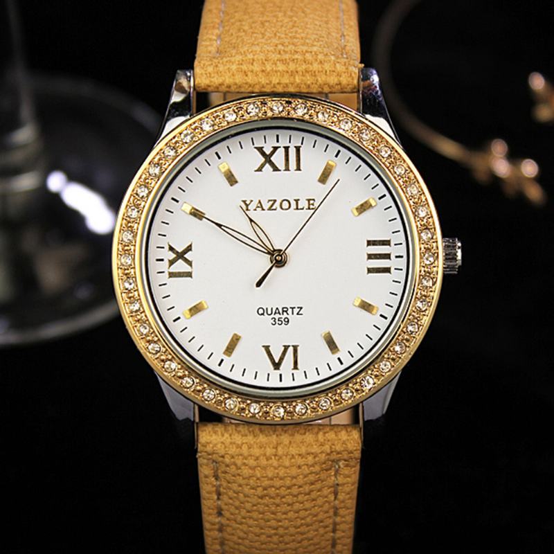 Moda Damski Zegarek Kwarcowy Retro Kryształowy Złoty Luksusowy Zegarek Z Prawdziwej Skóry Zegarek Damski