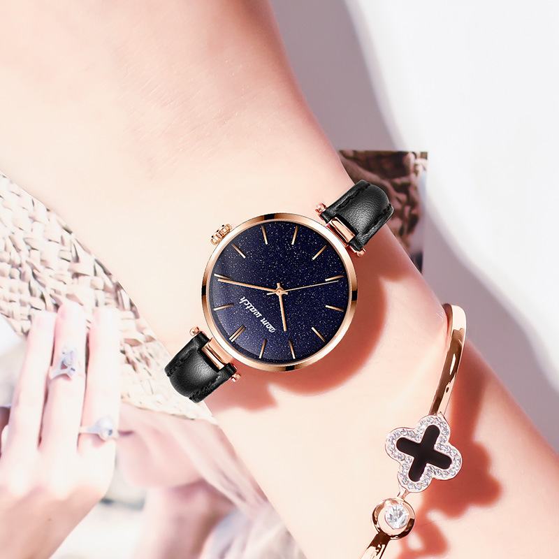 Moda Damskie Watch Wodoodporny Starry Sky Dial Light Luksusowy Zegarek Kwarcowy