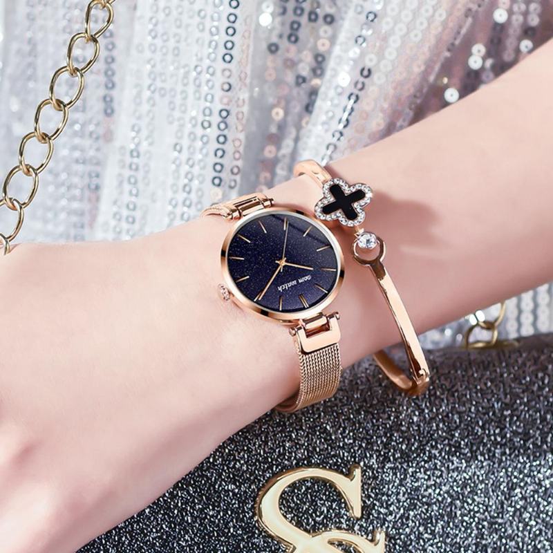 Moda Damskie Watch Wodoodporny Starry Sky Dial Light Luksusowy Zegarek Kwarcowy