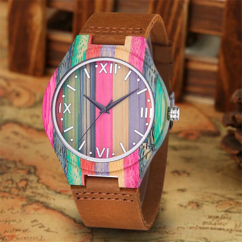 Moda Kolorowe Etui Dial Skórzany Pasek Kreatywny Styl Przypadkowy Zegarek Męski Zegarek Kwarcowy