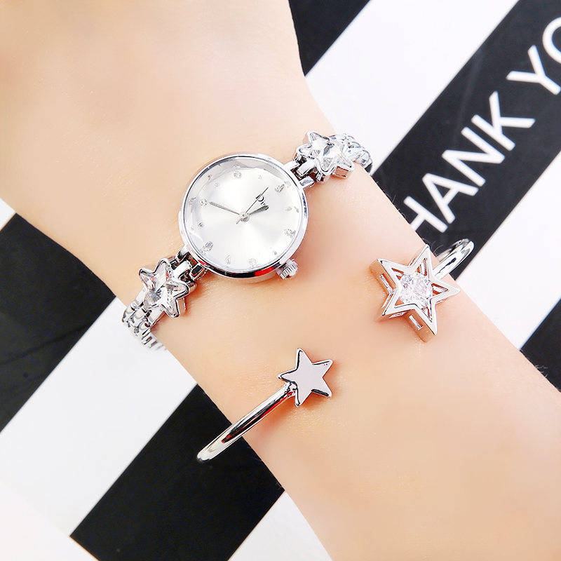 Moda Luxury Elegant Crystal Lucky Star Pattern Ladies Bransoletka Zegarki Na Rękę Zegarek Kwarcowy