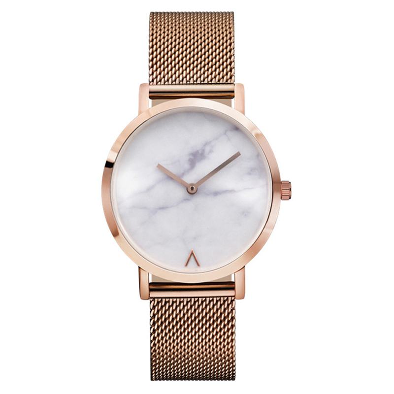 Moda Marmurowa Tarcza Pasek Ze Stali Nierdzewnej Casual Damskie Quartz Watch