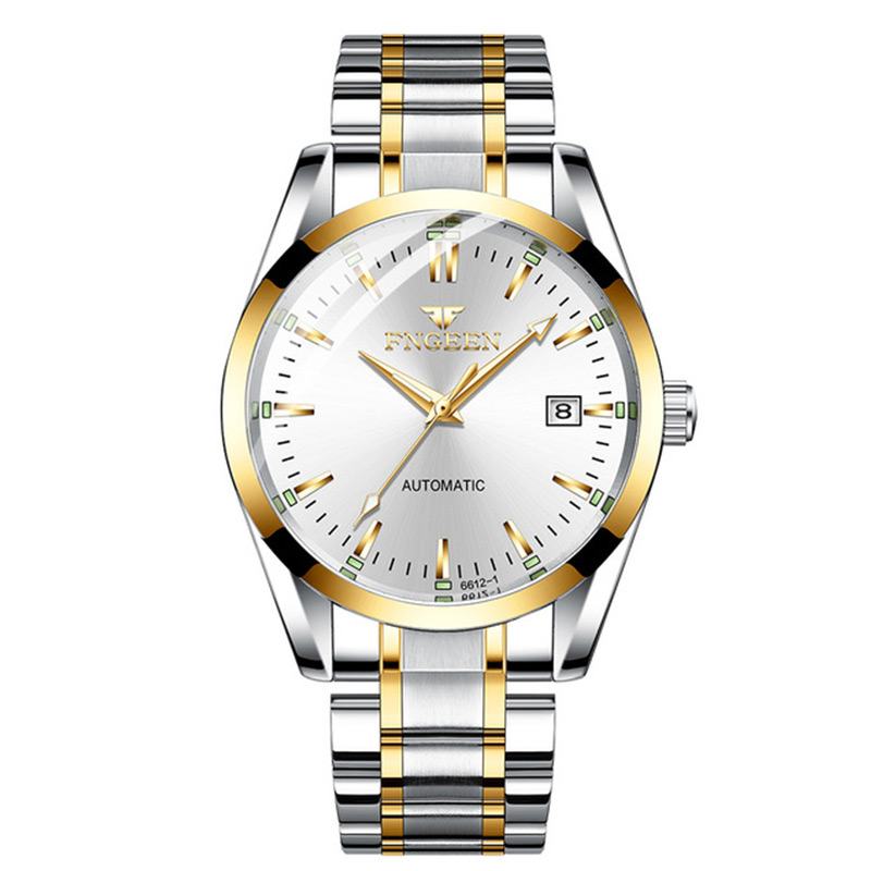 Moda Męska Business Style Full Steel Watch Luminous Display Automatyczny Zegarek Mechaniczny