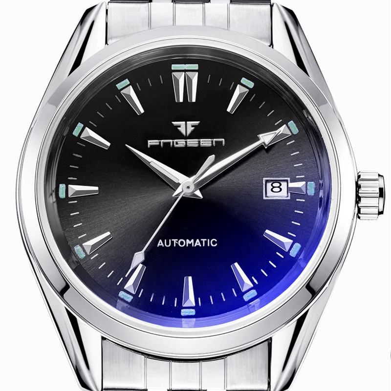 Moda Męska Business Style Full Steel Watch Luminous Display Automatyczny Zegarek Mechaniczny