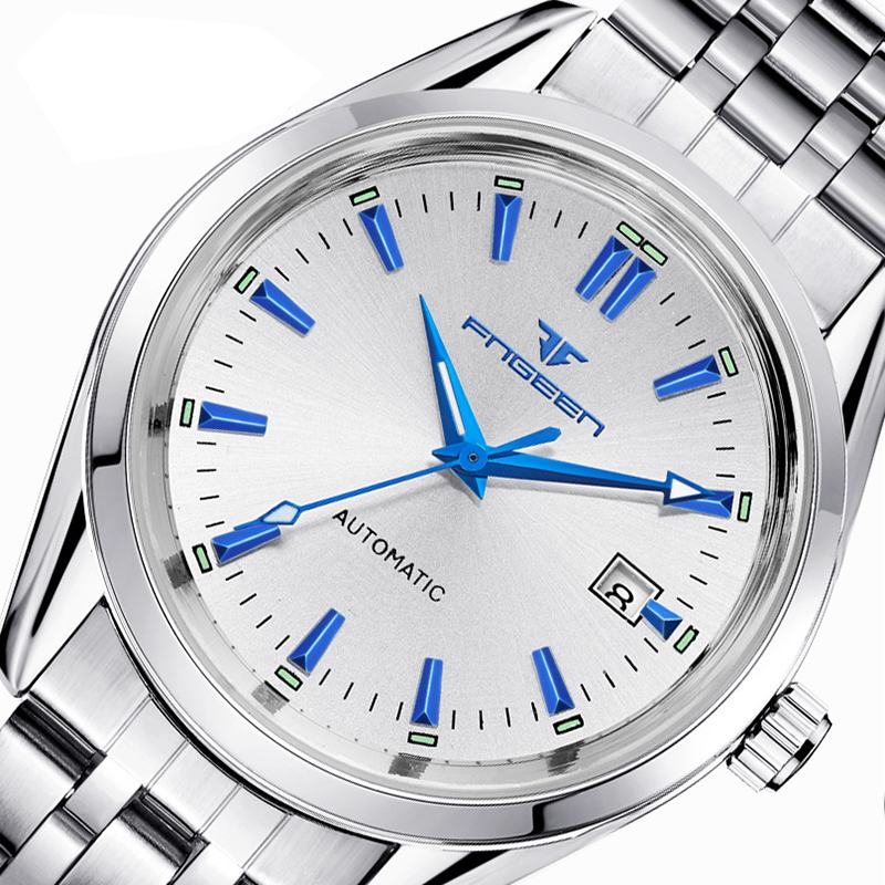 Moda Męska Business Style Full Steel Watch Luminous Display Automatyczny Zegarek Mechaniczny