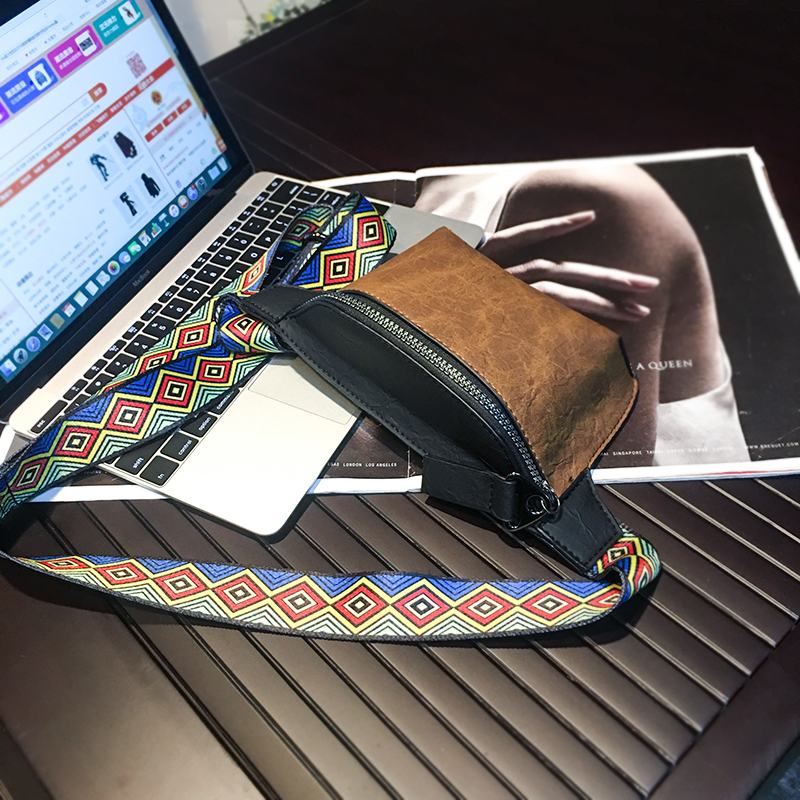 Moda Męska Casual Phone Bag Etniczny Pasek Hip-hop Chest Torba Przez Ramię