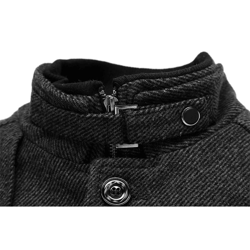 Moda Męska Casual Stand Collar Wełniana Kurtka Business Tren