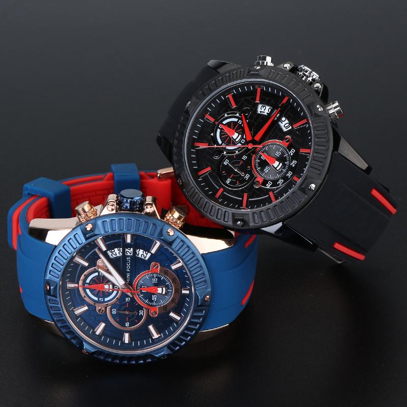 Moda Męska Zegarek Chronograph Luminous Date Display Wodoodporny Zegarek Kwarcowy