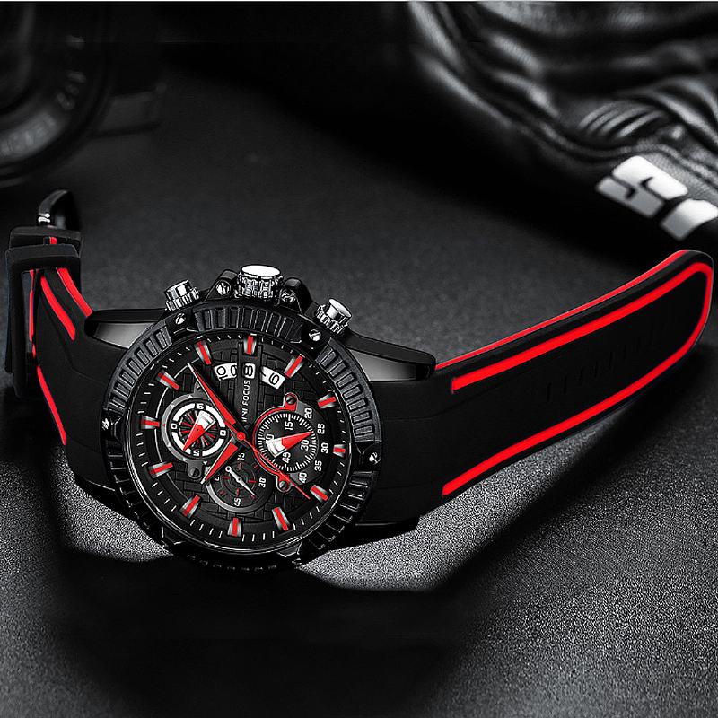 Moda Męska Zegarek Chronograph Luminous Date Display Wodoodporny Zegarek Kwarcowy