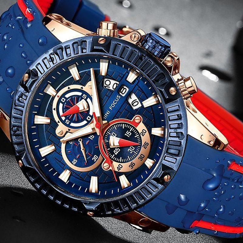 Moda Męska Zegarek Chronograph Luminous Date Display Wodoodporny Zegarek Kwarcowy